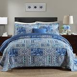NEWLAKE Katoenen sprei quiltsets, omkeerbare patchwork dekbedset, chique bloemen paisley patroon, twinsize