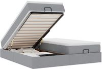 vidaXL - Ottoman bed met matrassen - 200x200cm - stof - lichtgrijs