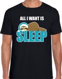 Bellatio Decorations Slaapshirt voor heren - All I want is sleep - pyjama - zwart - Kerst slaapshirt - Pyjama party kleding XL