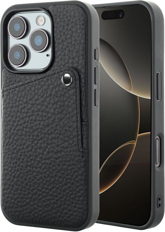 Selencia Hoesje - Geschikt voor Apple iPhone 16 Pro - Backcover met Pashouder - Zwart