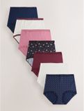 Next - Dames - Set van 7 katoenen en kanten slips met volledige bedekking - Paars