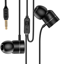 BASEUS Oordopjes met Microfoon en One Button Control - 3 5mm AUX Oortjes Wired Earphones Oortelefoon Zwart