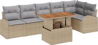 vidaXL Tuinbank Set 7-delig Beige Polywood
