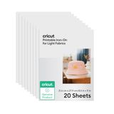 Cricut Afdrukbaar warmteoverdrachtvinyl | 20 vellen | A4 | Waterdicht HTV-opstrijkpapier voor inkjetprinters | Compatibel voor lichte stoffen