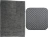 MSV Tapis de douche antidérapant et tapis essuie-pieds - Ensemble salle de bain Sevilla - caoutchouc/microfibre - gris foncé
