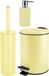 Spirella Set d'accessoires de salle de bain - Brosse WC/poubelle à pédale/distributeur de savon - métal/céramique - jaune