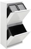 ARREGUI Basic CR401-B afvalscheidingssysteem van staal | 3-vaks prullenbak voor in de keuken | 11+11+23L (45L) | Wit