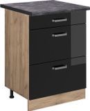 Vicco R-Line Keukenonderkast – 60 cm met laden, WB Antraciet Zwart hoogglans