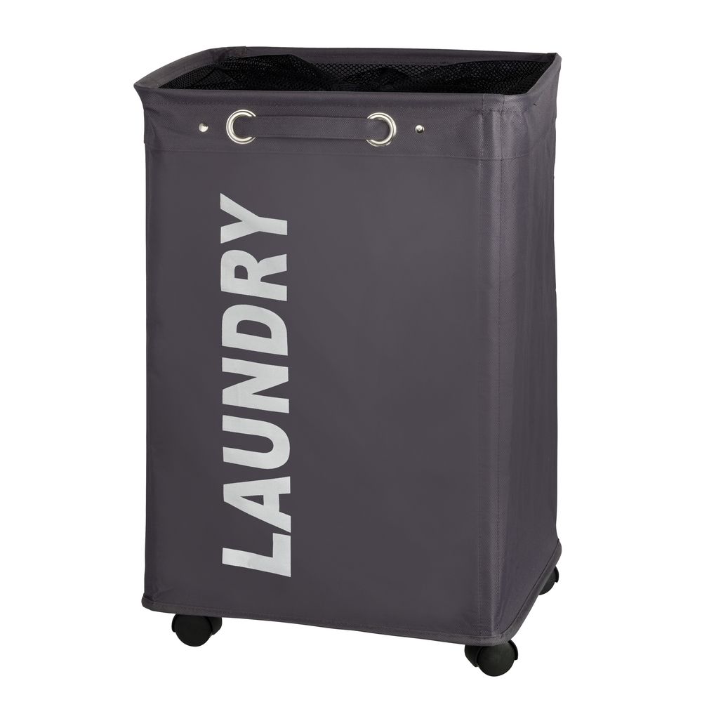 WENKO Laundry Bin - 79L Rectangular - Fiberglass, Plastic, Polypropylene (PP) - Black