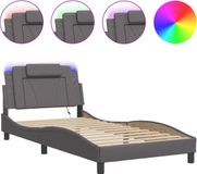 vidaXL Bedframe "Viana" met LED zonder matras grijs 100x200 cm
