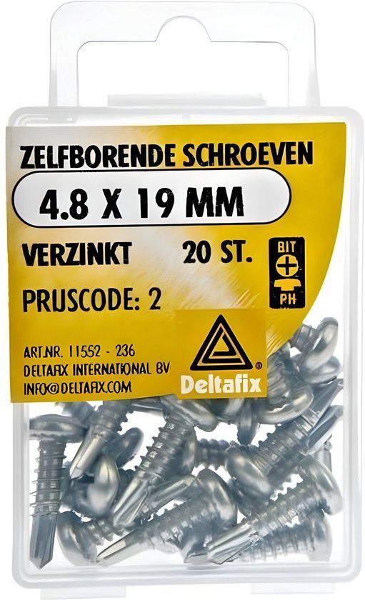 Deltafix 4.8x19mm zelfborende schroef verzinkt 20st