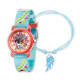 Herzengel Kinderhorlogeset, met carrouselmotief, analoog polshorloge, robuuste kunststof behuizing, zachte band, 27 mm, 3 ATM met bijpassende nylon armband en pennenetui, S, kunststof roestvrij staal