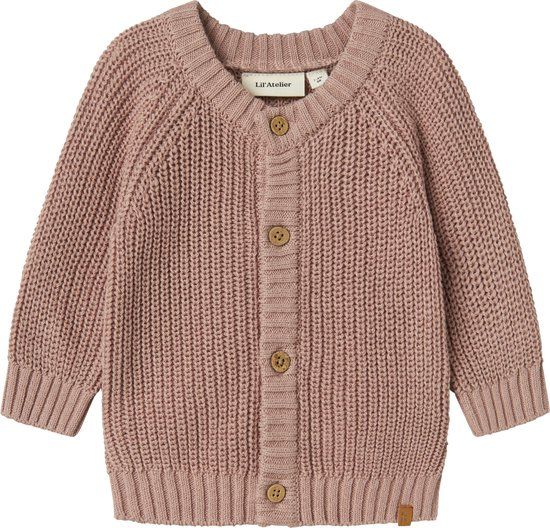 LIL' ATELIER NAME IT NBNEMLEN LS KNIT CARD LIL NOOS Baby Cardigan Roze Maat 56