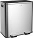 HÜSQ Prullenbak van 60 liter (2 x 30), grote Duo Pedaalemmer voor Afvalscheiding, 2 Vakken en Binnenemmers, soft-close Vuilbak, luchtdichte Afvalbak - Vuilnisbak in RVS - Zilver / Brilliant Steel
