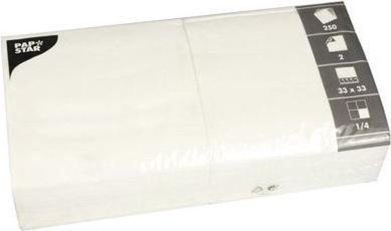 Papstar 14486 Servetten - Wit - 33 x 33 cm - 250 stuks