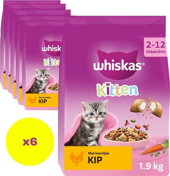 Whiskas Brokjes Junior Kip - Kattenvoer - 6 x 1.9 kg