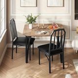 Merkloos Corvance B.V. Eettafel – Keukentafel – Tafeltje – Tafelset – Eetkamertafel – Compact Rond Design – Stevig MDF Met PU Zitkussens