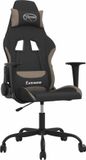 vidaXL Gamingstoel met massagefunctie, zwart en taupe stof