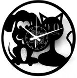 Instant Karma Clocks Vinylplaatklok in vintage stijl, wandklok handgemaakt - Kat en hond