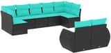 vidaXL Ensemble de banc de jardin 9 pièces avec coussins en polyrotin noir