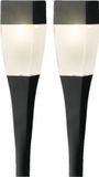 Lumineo Set de lampes solaires de jardin 4x Noir - Lumière blanc chaud - 26 cm - Avec piquet de terre - Rechargeable