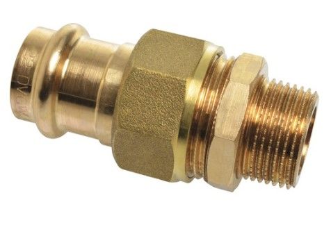 Kirchhoff Schroefaansluiting 22 mm x 1"ET, rood messing, blank, vlakke afdichting, 1 socket, (P4331g) - 988627855