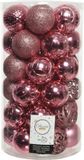 Decoris Kaemingk B.V. 74x stuks kunststof/plastic kerstballen lippenstift roze 6 cm mix - Onbreekbaar - Kerstversiering/kerstboomversiering