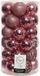 Decoris Kaemingk B.V. 74x stuks kunststof/plastic kerstballen lippenstift roze 6 cm mix - Onbreekbaar - Kerstversiering/kerstboomversiering