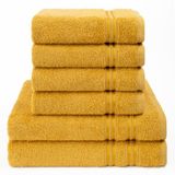 Hammetex Set van 2 zeer grote bad- en saunahanddoeken, 80 x 200 cm, 100% katoen, 500 g/m², absorberend, sneldrogend, Oeko-Tex-gecertificeerd, spa- en saunahanddoeken, mosterdgeel
