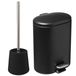 5Five Set d'accessoires de salle de bain/toilettes - Brosse WC/poubelle à pédale 6L - noir - métal/polyrésine
