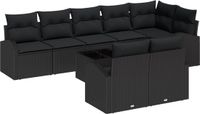 vidaXL Tuinbank Set 9-delig Zwart Polyrattan