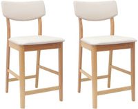 vidaXL Eetstoelen 2 stuks Massief Rubberhout Naturel 48 x 49 x 95 cm