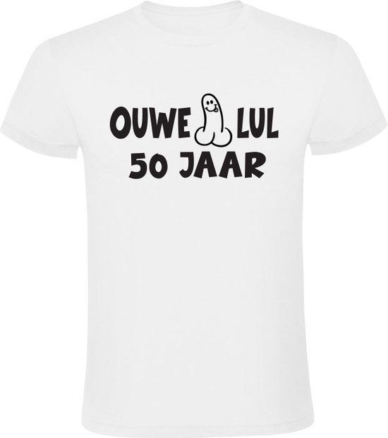 Ouwe Lul 50 Jaar Heren T-shirt - Wit - Maat S