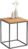 M2 Kollektion Ralf Bijzettafel, hout, metaal, RVS-look, wild eiken, massief geolied, 40 x 40 x 52 cm