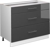 Vicco Keukenonderkast Fame-Line, Antraciet Hoogglans/Wit, 100 cm zonder werkblad