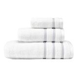 Vera Wang | Set van 3 badhanddoeken van 100% zacht en pluche katoen, modern design, absorberend, kleurecht en pluisvrij, grijs