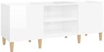 vidaXL Meuble de rangement pour disques - 121x38x48 cm - Bois d'ingénierie - Blanc brillant