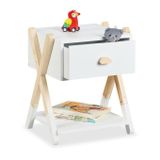 Relaxdays Nachttisch für Kinder Nachtkastje 1 lade(n) Natuurlijk, Wit