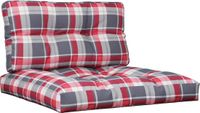 vidaXL Palletkussens 2 stuks stof ruitpatroon rood