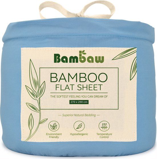 Bambaw Bamboe Laken - 270x290 cm - Lichtblauw - Extra Breed - Bovenlaken