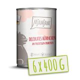 MjAMjAM - Premium natvoer voor katten - heerlijke kip met fruitige aardbeien, pak van 6 (6 x 400 g), graanvrij met extra vlees