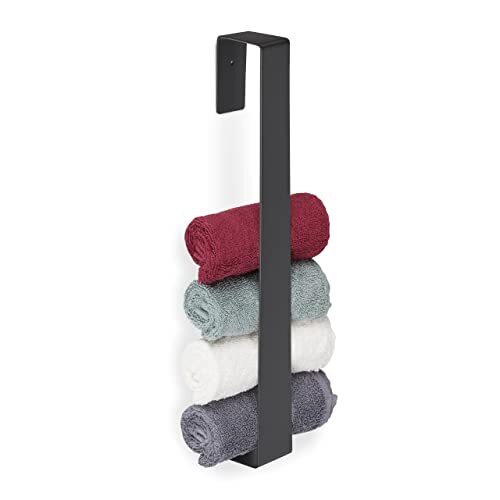 Relaxdays Handdoekhouder zonder boren, 45 cm, zelfklevende handdoekstang, gastenhanddoekhouder badkamer, roestvrij staal, zwart