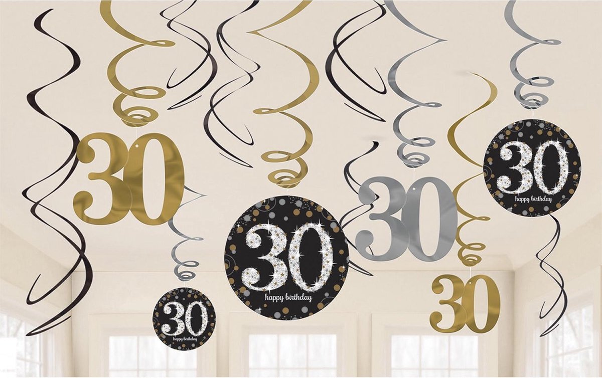 - Hangdecoratie 30 Jaar Happy Birthday 61cm 12st