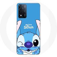 Manicase Etui voor Oppo A93 5G Steek Schattig Ohana Steek Blauw Voorkant
