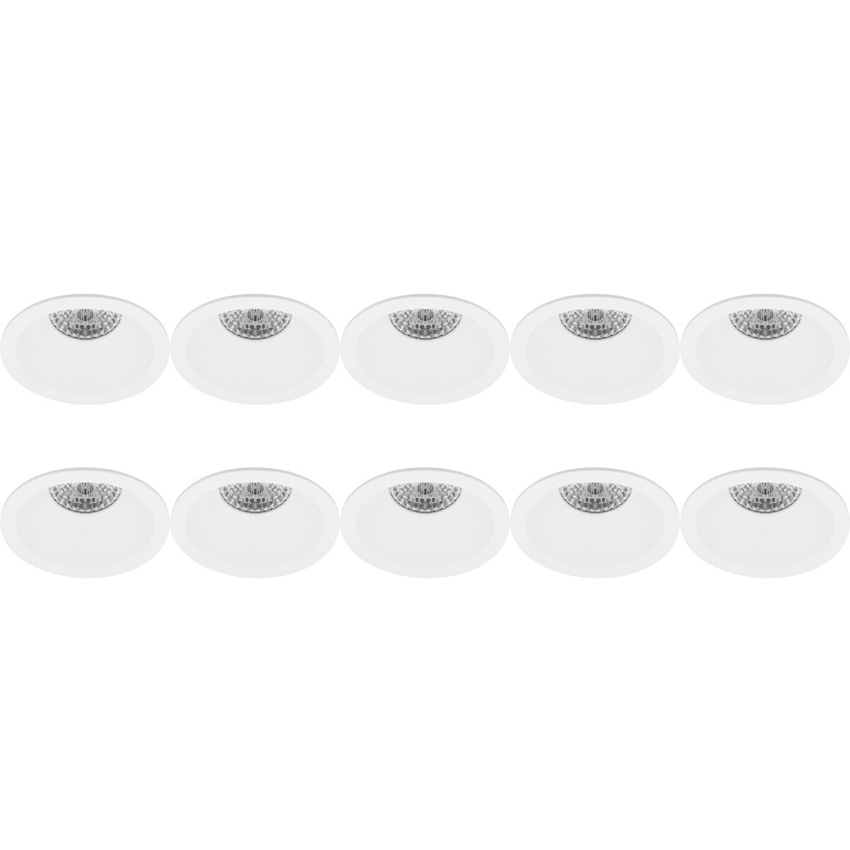 BES LED Spot Armatuur 10 Pack - Pragmi Pollon Pro - GU10 Fitting - Inbouw Rond - Mat Wit - Aluminium - Verdiept - Ã˜82mm