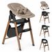 Deryan Chaise haute avec transat - Chaise haute pliable - Noir/Bois + Transat Nougat