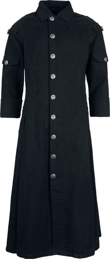 Gothicana by EMP Gothicana lange zwarte mantel met metalen accessoires - Heren - M