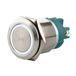 SeKi Roestvrijstalen drukknop Ø22mm tastend platte kop gekleurd verlichte LED-ring in witte schroefaansluiting; belknop