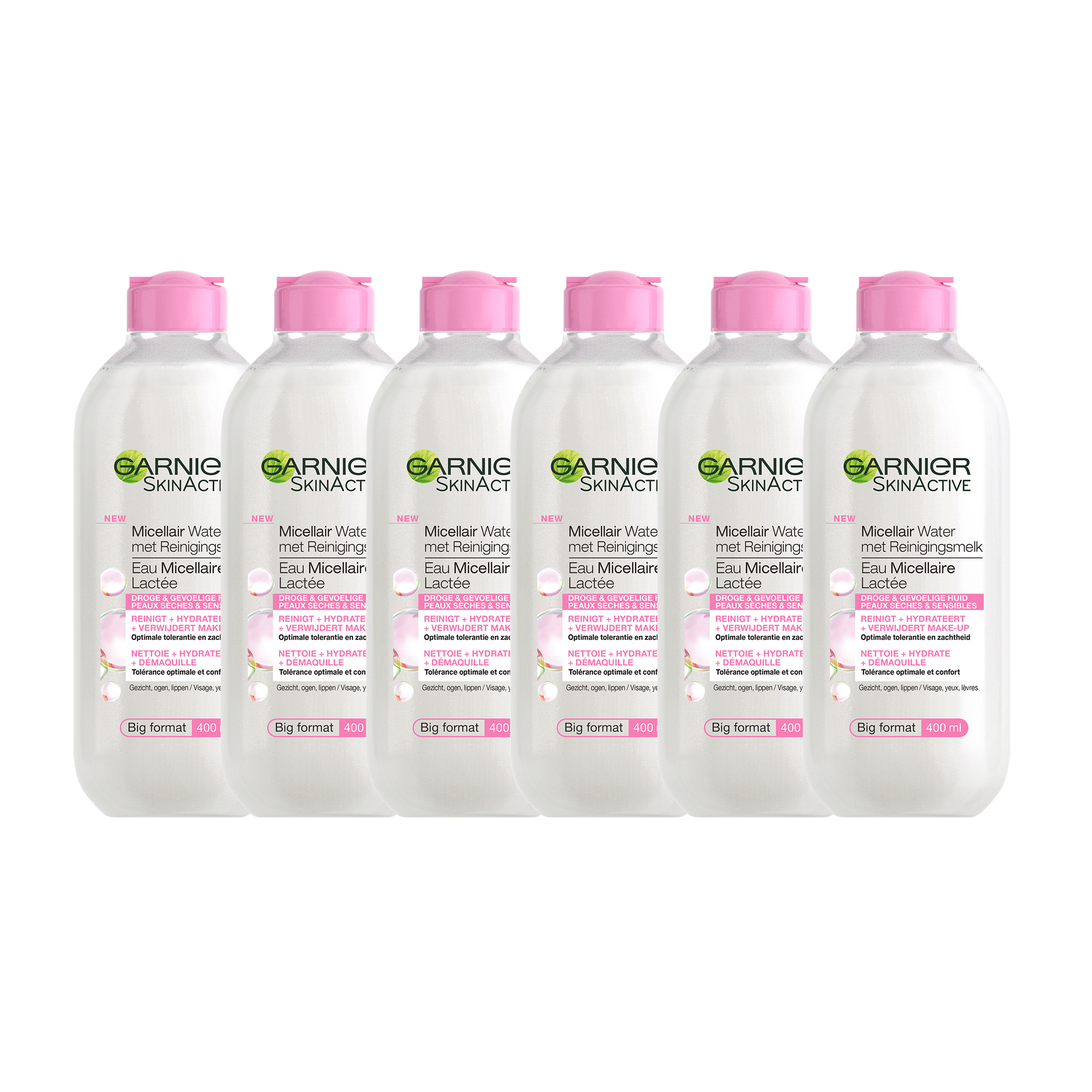 Garnier Skinactive Face SkinActive Micellair Water met Reinigingsmelk - Droge, gevoelige huid - 6 x 400ml