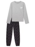 SCHIESSER Pyjama lang Meisjes Grijs Melange Katoen Maat 176